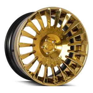 22″ FORGIATO WHEELS CALIBRO-ECL GOLD OVER CHROME WITH BLACK INNER FORGED FINISH RIMS