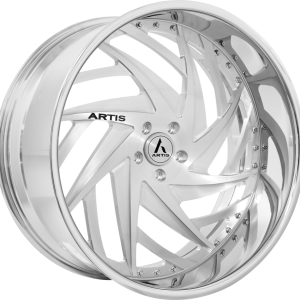 24″ ARTIS FORGED BRONX M BRUSHED SILVER FACE CHROME LIP FINISH RIMS