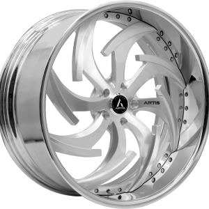 22″ ARTIS FORGED WHEELS DAGGER BRUSHED SILVER FACE CHROME LIP FINISH RIMS