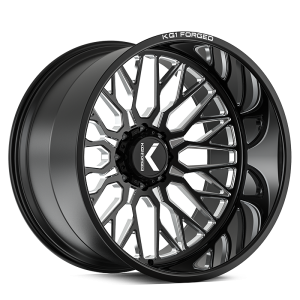 22″ KG1 FORGED WHEELS SPADED KC102 GLOSS BLACK MILLED FINISH RIMS