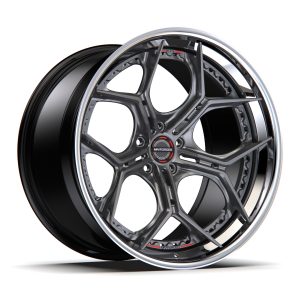 21″ MV FORGED WHEELS SL-171 SPOKE-LITE SERIES BRUSHED TITANIUM BLACK POLISHED LIP FINISH
