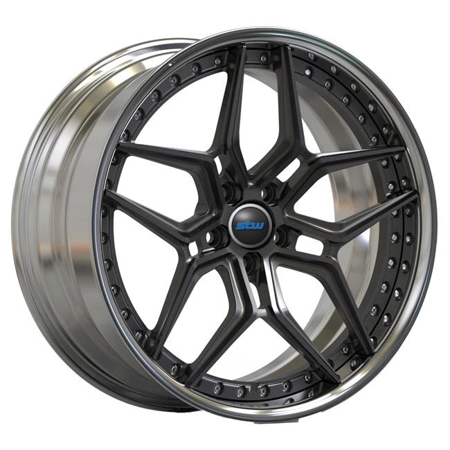 20inch Matte Black Disc Polished Lip Audi RS6 Wheels Forged 2 Piece Luxury Rims