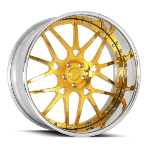 24″ FORGIATO WHEELS MAGLIA GOLD OVER CHROME WITH CHROME LIP FORGED FINISH RIMS