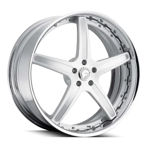 24″ FORGIATO WHEELS AGGIO-B BRUSHED SILVER WITH CHROME LIP FORGED FINISH RIMS