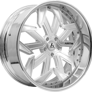 24″ ARTIS FORGED LAFAYETTE M BRUSHED SILVER FACE CHROME LIP FINISH RIMS